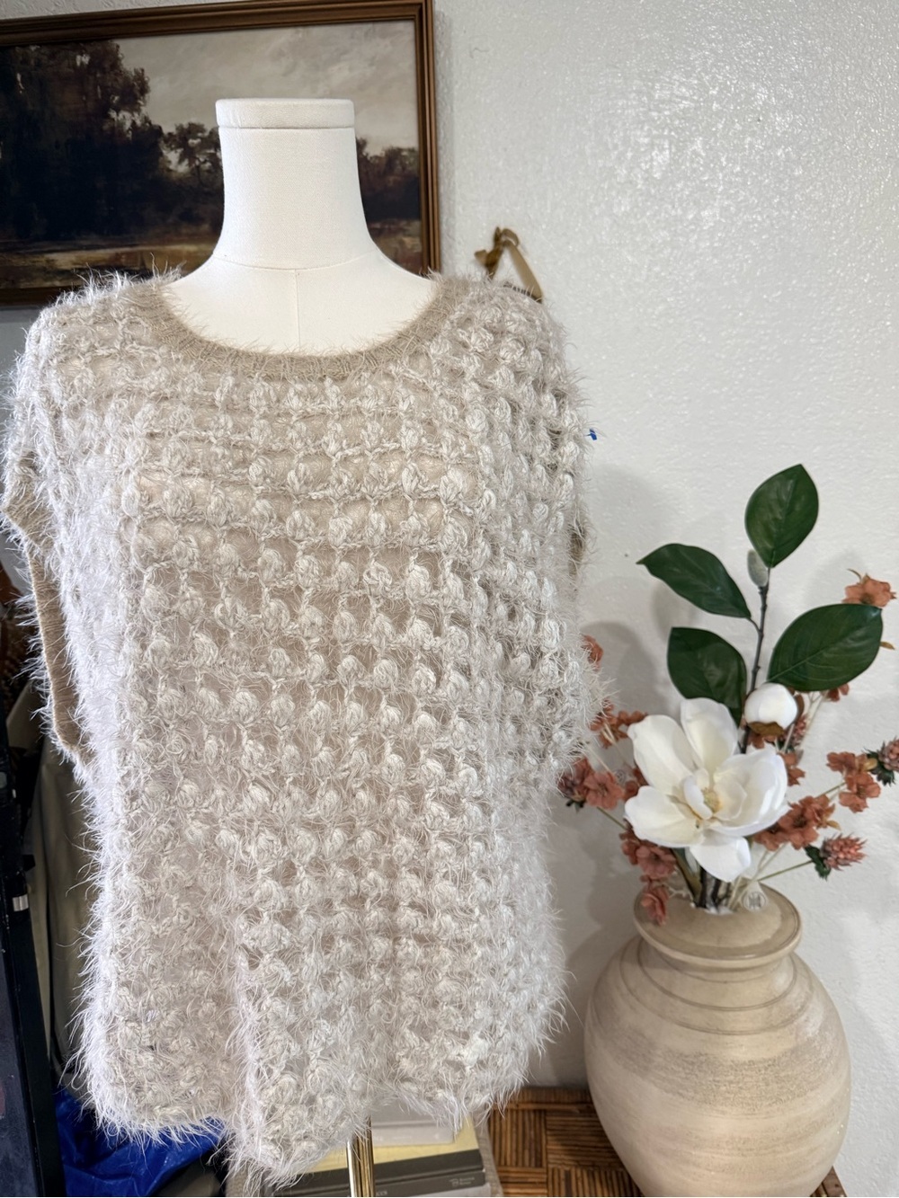 Cozy Cream Fuzzy Knit Women's Sweater